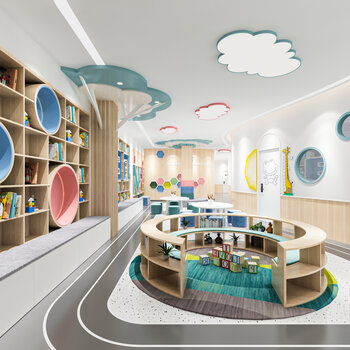 现代幼儿阅读室3d模型