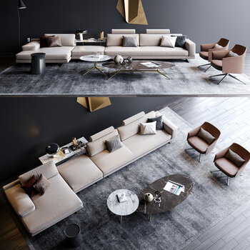 Poliform 现代沙发茶几组合3d模型
