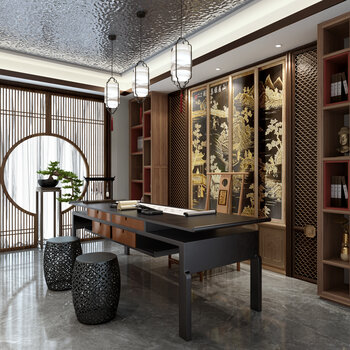 中式书房3d模型