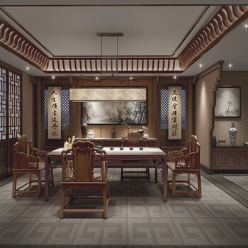 中式茶室3d模型