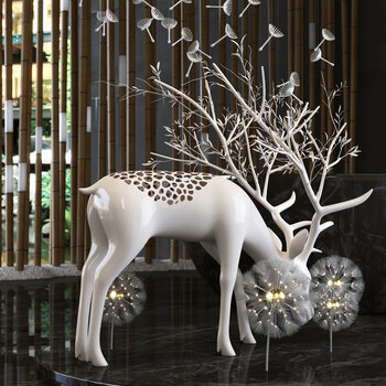 现代鹿雕塑3d模型