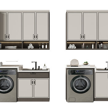 新中式阳台洗衣柜3d模型