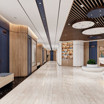 新中式医院大厅3d模型