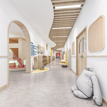 现代幼儿园走廊3d模型