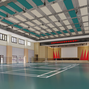现代学校羽毛球场3d模型