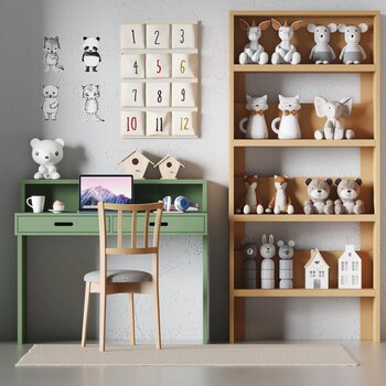 Reflex 现代儿童书桌玩具柜组合3d模型