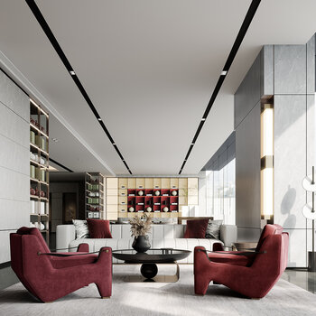 SUNS尚石设计现代售楼处洽谈区3d模型