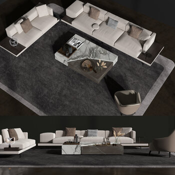  米洛提 Minotti 现代沙发茶几组合3d模型