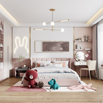 现代女孩房卧室3d模型