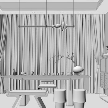  大朴设计 新中式茶室3d模型