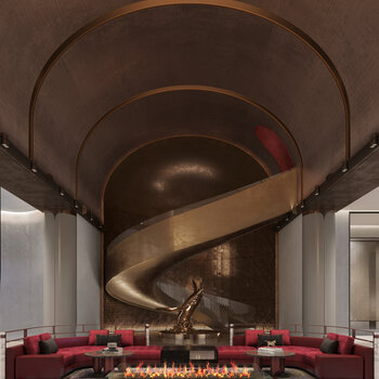 赛拉维 现代酒店会客厅3d模型