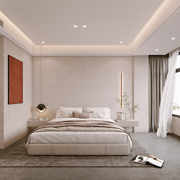 现代极简卧室 3d模型