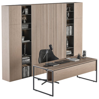 现代书柜办公桌椅组合