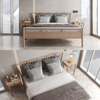 ALEMA 现代实木双人床3d模型