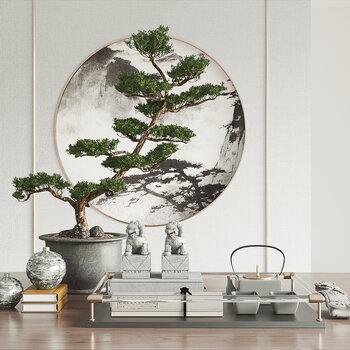 新中式矮子松3d模型下载