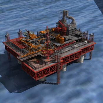 工业风海上钻油作业平台3d模型