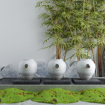 中式庭院水景小品  3d模型