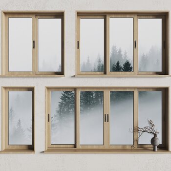 Idea 侘寂风实木窗户3d模型