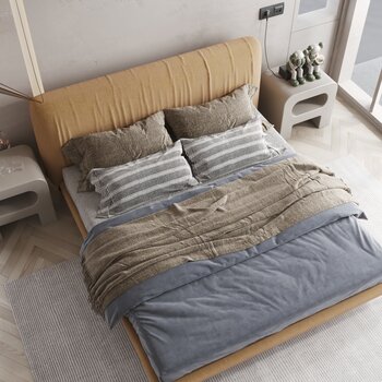 意大利 ALCHYMIA 现代布艺双人床3d模型