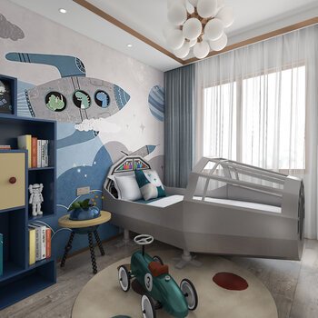 北京玲和步尧空间设计 现代儿童房3d模型
