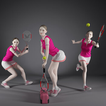 现代网球美女人物3d模型