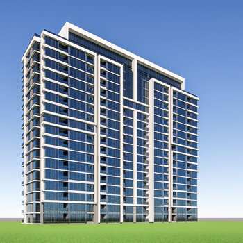 现代高层住宅楼su模型下载