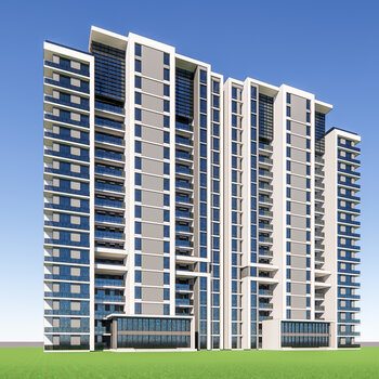 现代高层住宅楼su模型下载