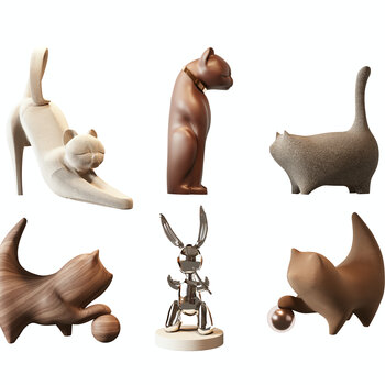 现代动物雕塑摆件3d模型