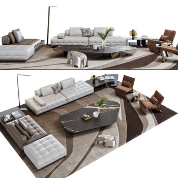米洛提 Minotti 现代沙发茶几组合3d模型