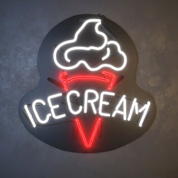 现代冰淇淋霓虹灯牌