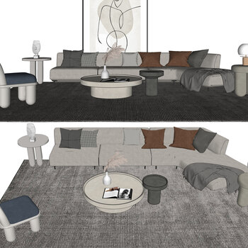现代时尚客厅沙发茶几组合