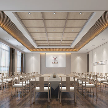 新中式会议室3d模型下载