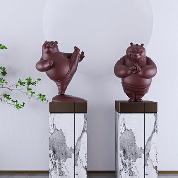 现代功夫熊猫雕塑3d模型