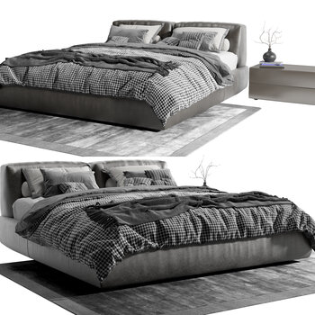 Minotti 现代双人床3d模型