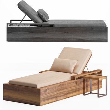 Deck 现代沙滩实木躺椅3d模型