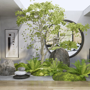 新中式庭院中庭景观su模型