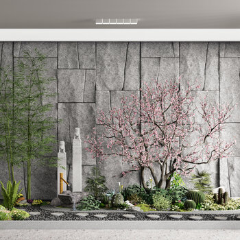 新中式庭院景观小品su模型