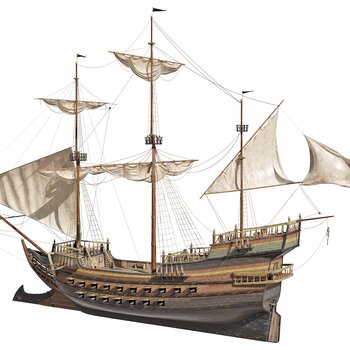 欧式古典帆船3d模型