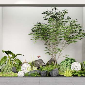 现代庭院植物小品su模型