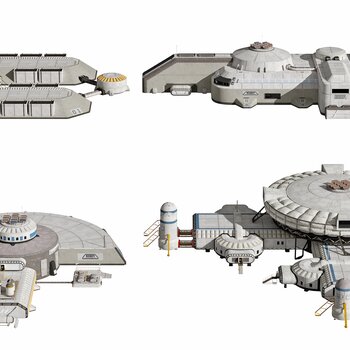 后现代科幻太空基地3d模型