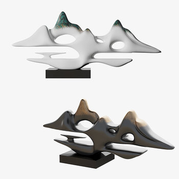 新中式山形雕塑3d模型