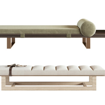 新中式床尾凳3d模型