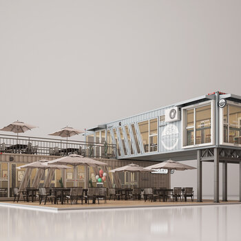 工业风咖啡厅3d模型