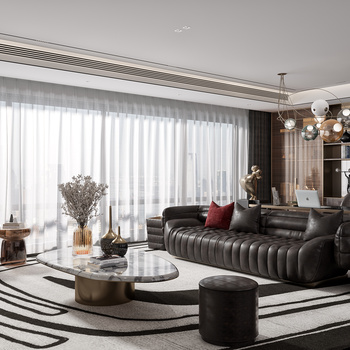 布鲁盟设计 现代客厅3d模型