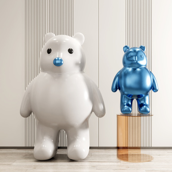 现代白熊潮玩雕塑摆件