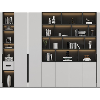 现代简约书柜3d模型下载