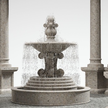 欧式圆形喷泉3d模型下载