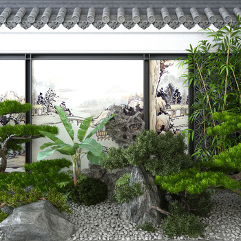新中式园艺小品3d模型