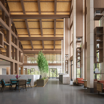 模型下载_3d新中式酒店大堂 max模型免费下载_建e室内设计网