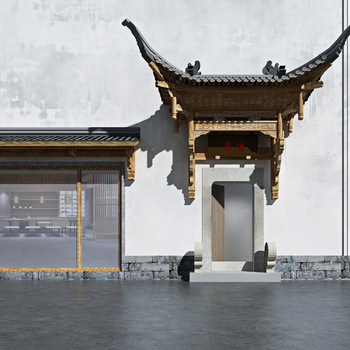 新中式门头3d模型下载